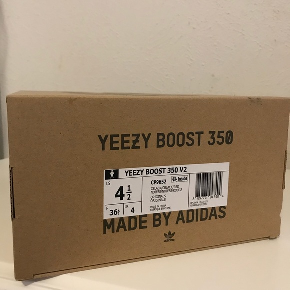 Yeezy Boost 350, Black w/red letters ,💯 authentic - Picture 10 of 12